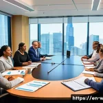 Home 18 사회복지사 복지 기금 운영 사례 - A diverse group of community members, local business owners, and government officials gathered aroun...