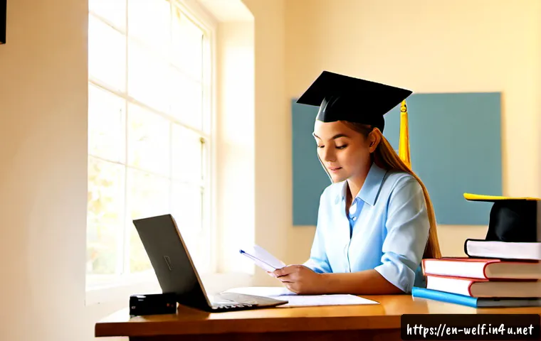 Home 17 사회복지사 학위 취득 전략 - Photorealistic adult learner in a bright home study, reviewing a clear degree-planning chart with si...